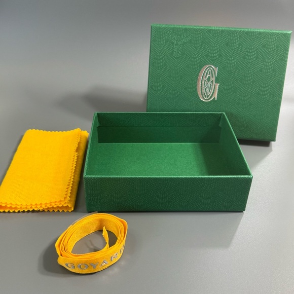 GOYARD Empty Gift Box Green With Yellow Cloth and yellow Ribbon W/Lettering - Picture 6 of 8